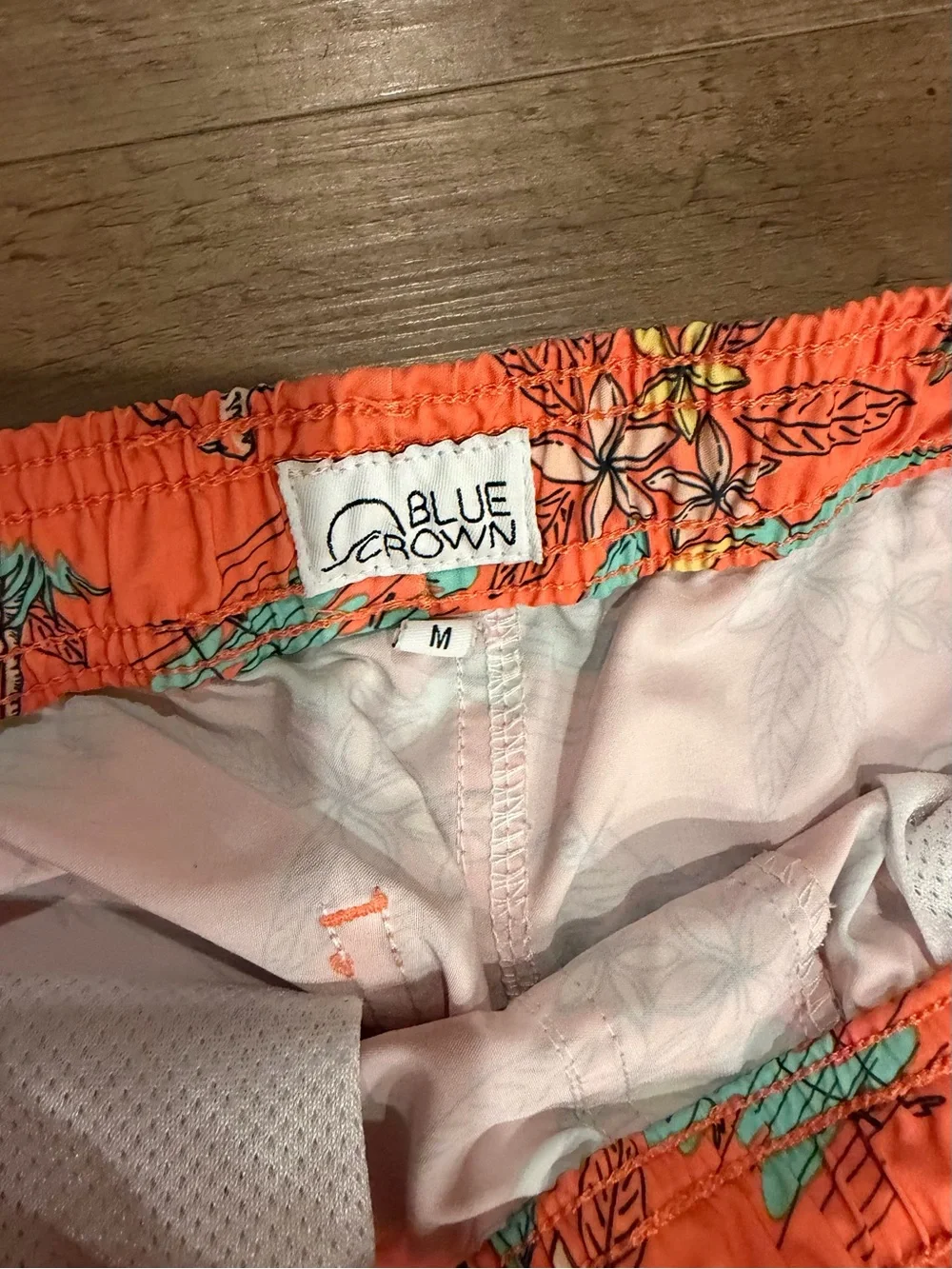 Blue Crown Men’s M Tropical Flamingo Pineapple Swim Trunks Orange Beach Shorts